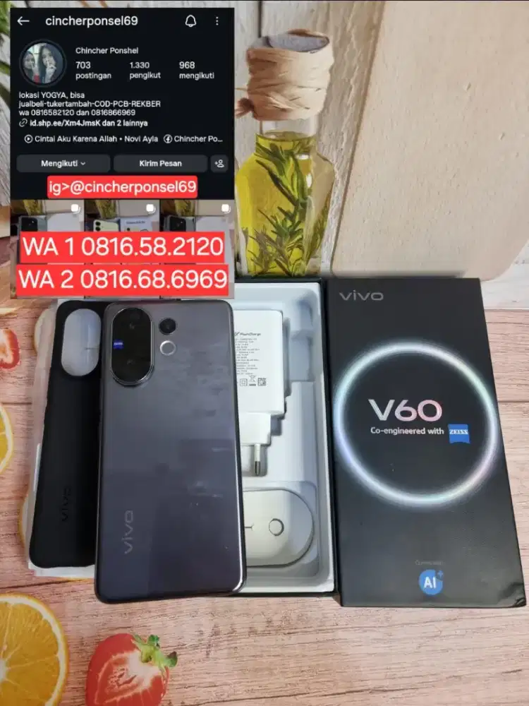 Jual hp likeNEW Vivo V60 5G ram 12gb SUPER  mulus istimewa grns lama
