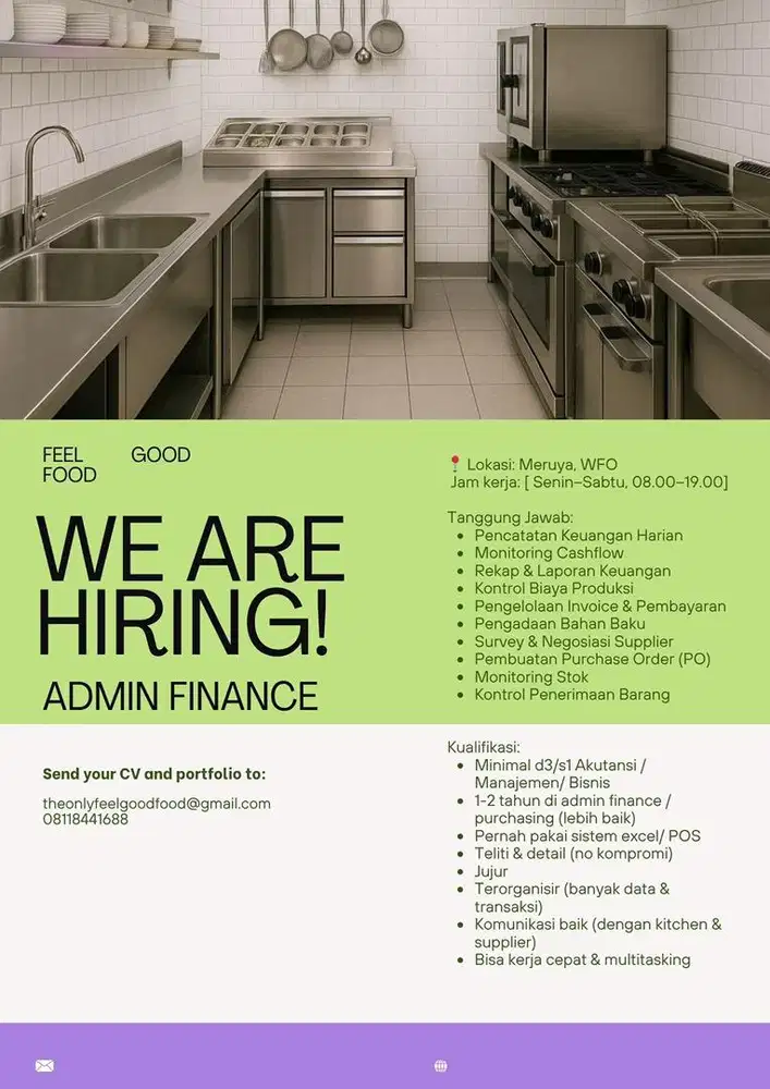 Dicari Admin Finance & Purchasing