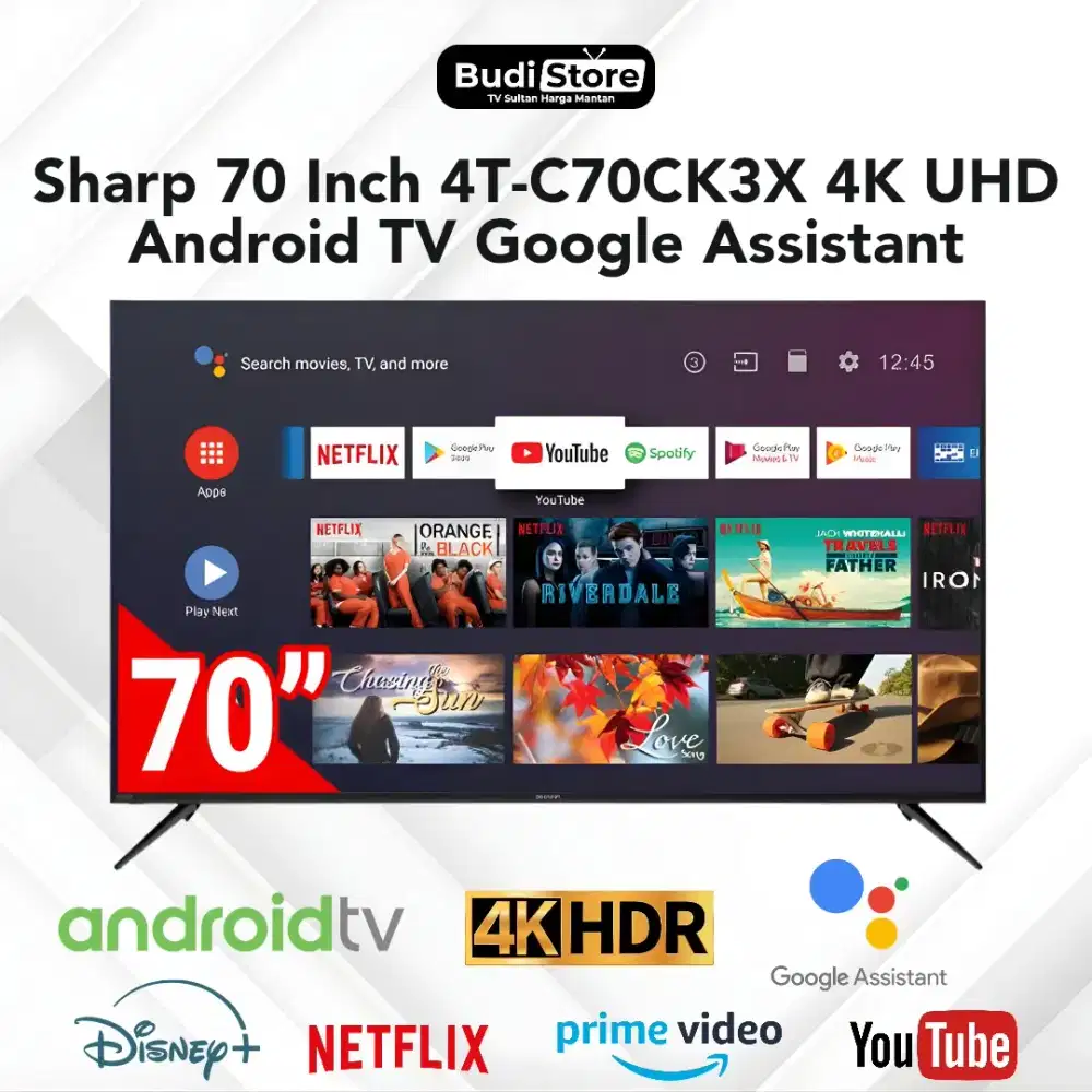Sharp 70 Inch 4T-C70CK3X 4K UHD Android TV Google Assistant