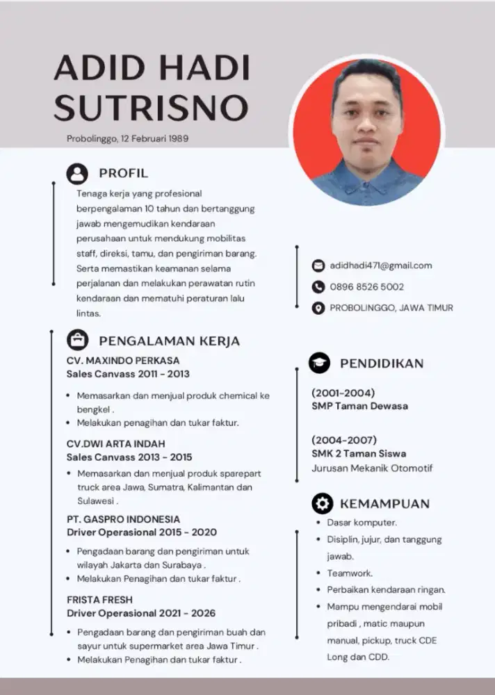 Driver Pengiriman dan Operasional