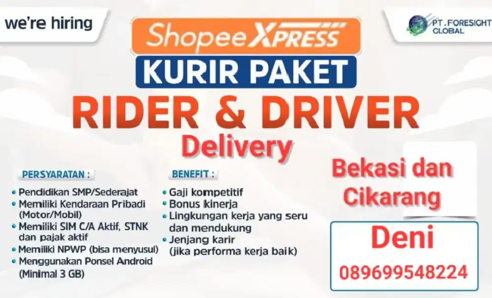 Lowongan kurir motor dan mobil