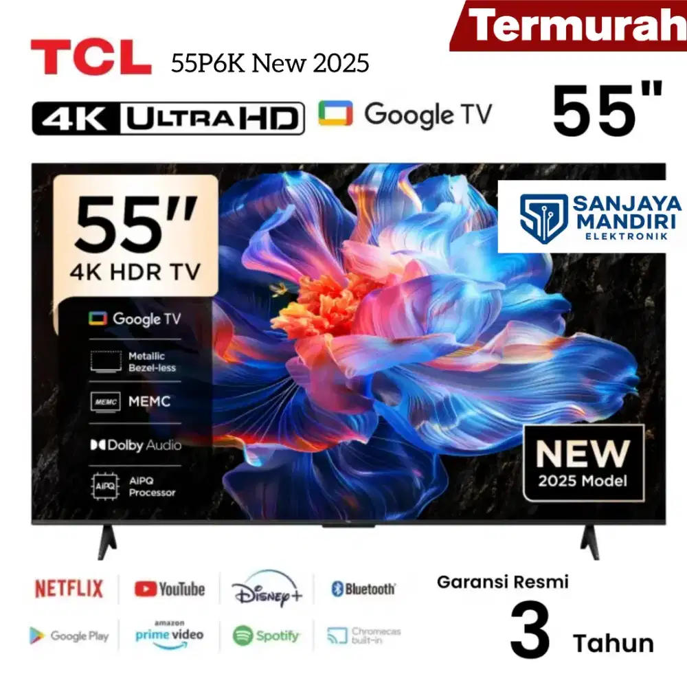 TCL 55P6K LED TV 55 Inch UHD 4K Google TV HDR10 AiPQ Engine DolbyAudio