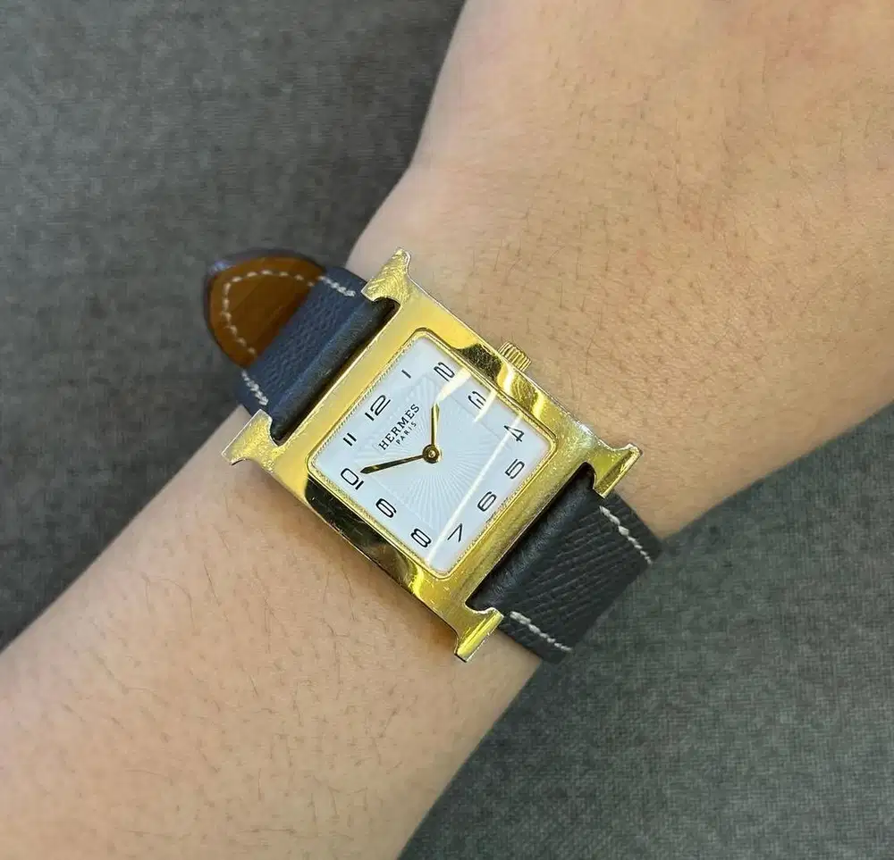 Hermes H hour black epsom ghe gold