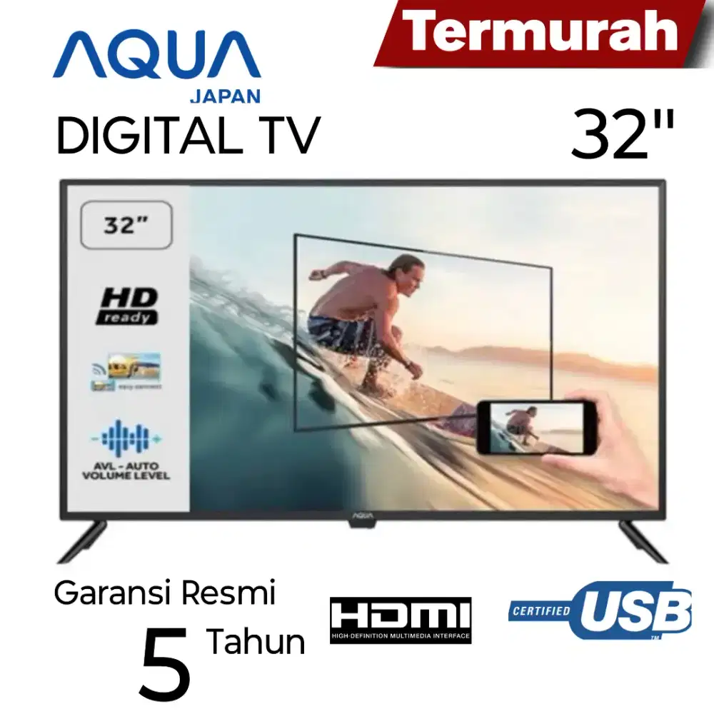 AQUA Japan LED TV DIGITAL TV 32 Inch MIRACAST AQT32K70M USB Movie HD