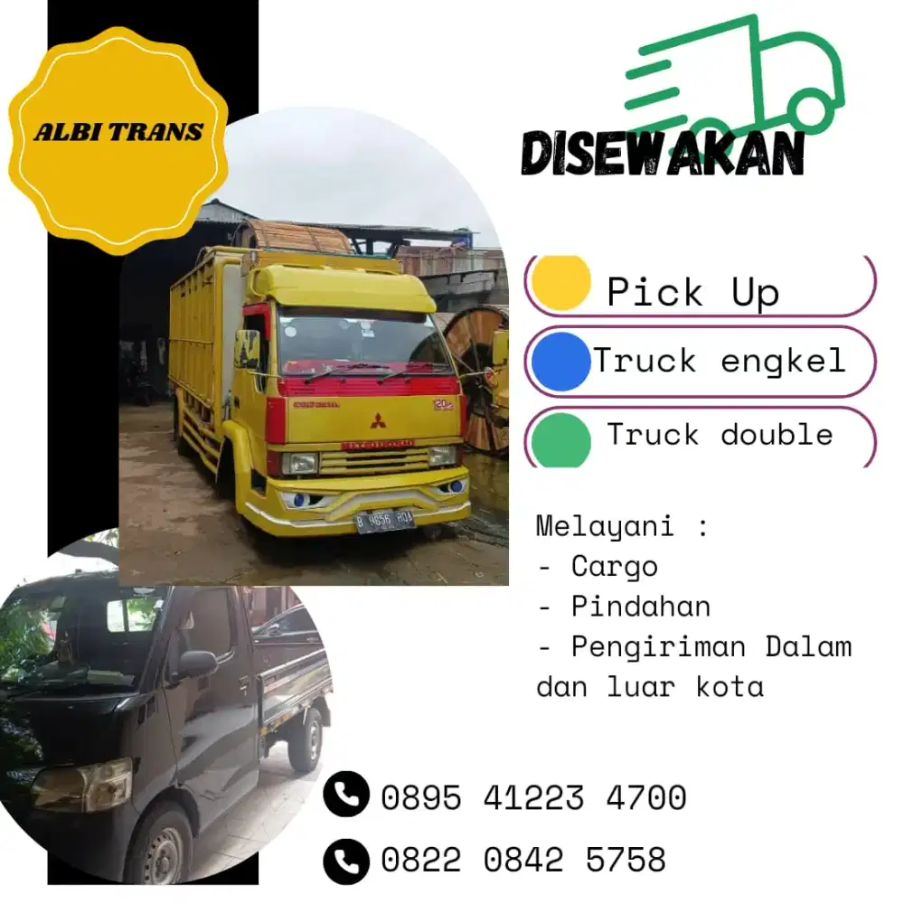Sewa mobil pick up, engkel, dan truck. Untuk dalam dan luar kota