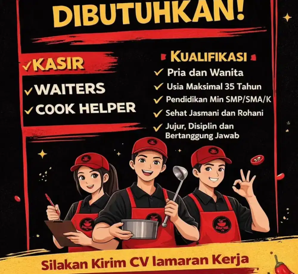 DIBUTUHKAN SECEPATNYA UNTUK RESTORAN JEPANG WAITERS DAN KADIT