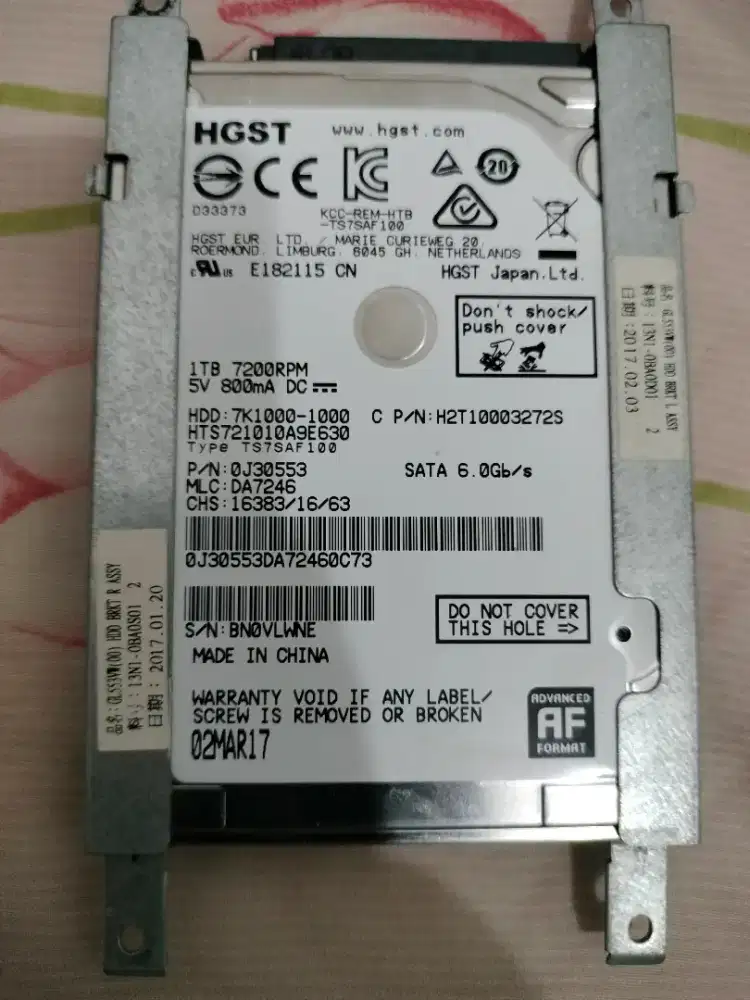 Hardisk 1TB Bekas Laptop Gaming Kondisi Normal