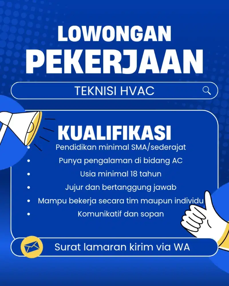 Lowongan Pekerjaan Teknisi AC dan Chiller Pendingin Ruangan