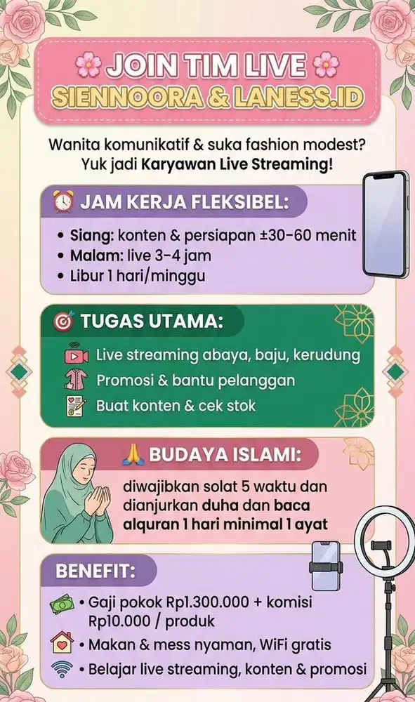 Host live E-commerce  jual kerudung dan baju/abaya