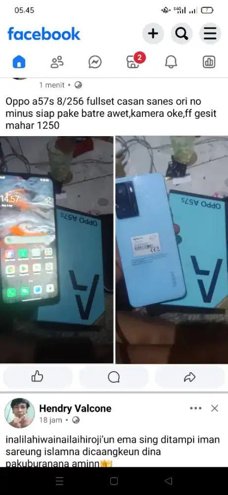 Jual hanphone second Oppo Lengkap.