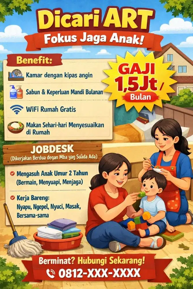 Butuh segera ART (Fukus jaga anak)
