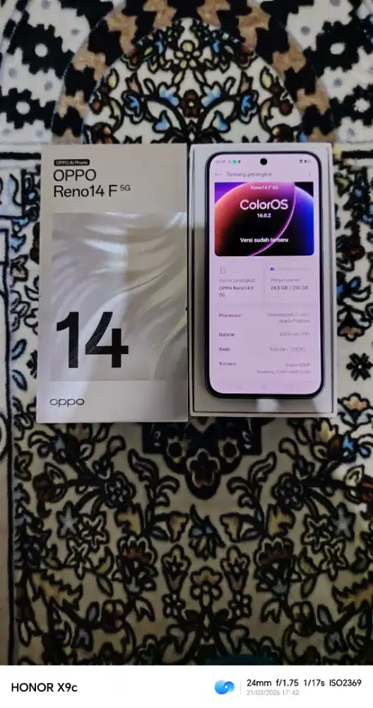 Oppo Reno 14F 5G 8+8/256GB Fullset ( Garansi Agustus & Oktober 2026 )