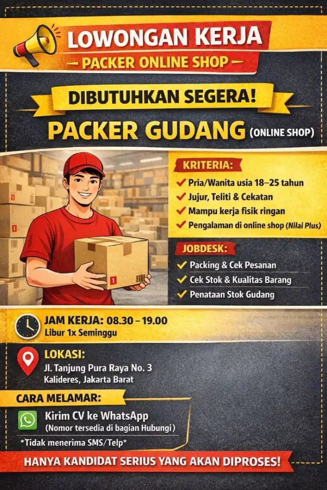 Dibutuhkan cepat staff packing onlineshop