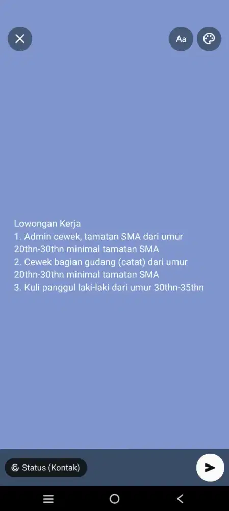 LOWONGAN KERJA SEGERA