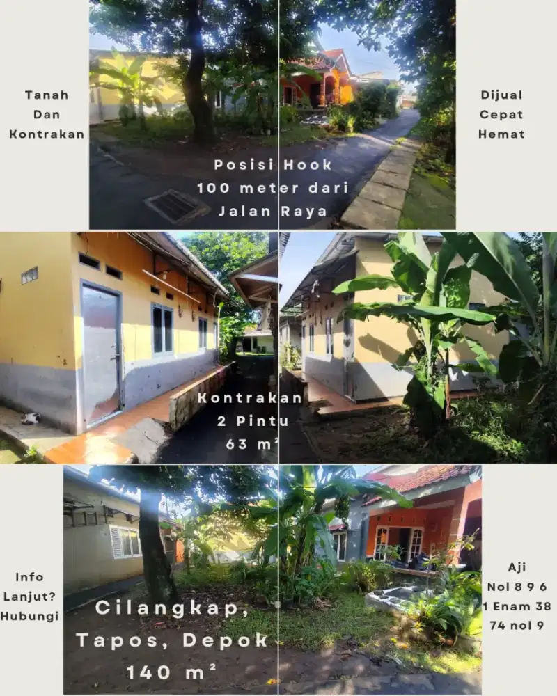 TANAH DAN KONTRAKAN MURAH STRATEGIS DI CILANGKAP TAPOS DEPOK