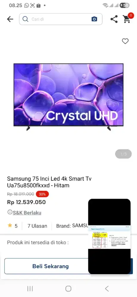 Samsung 75 inci led 4k Ua75u8500fk