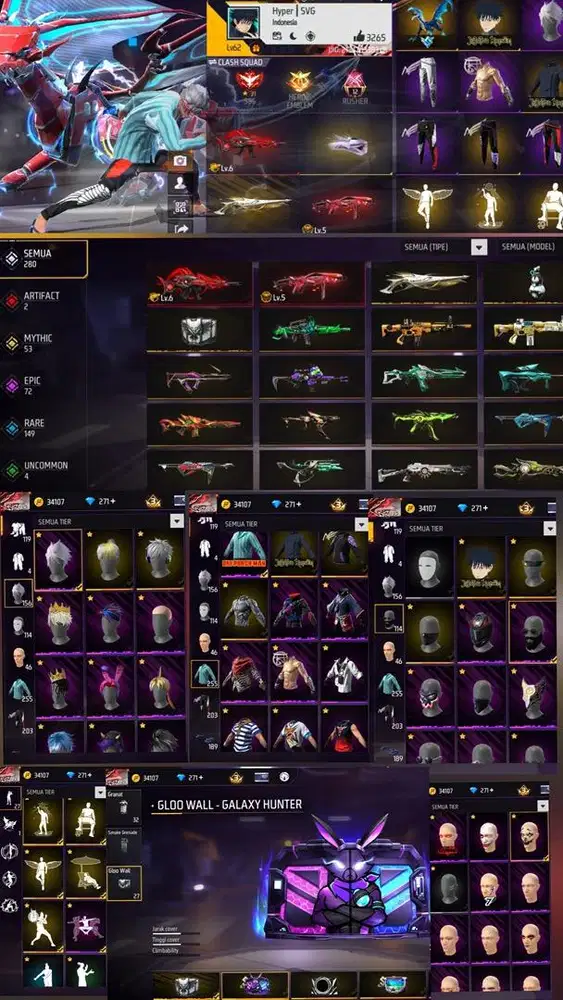 JUAL AKUN FF GAGAH MAX1 SG OPM