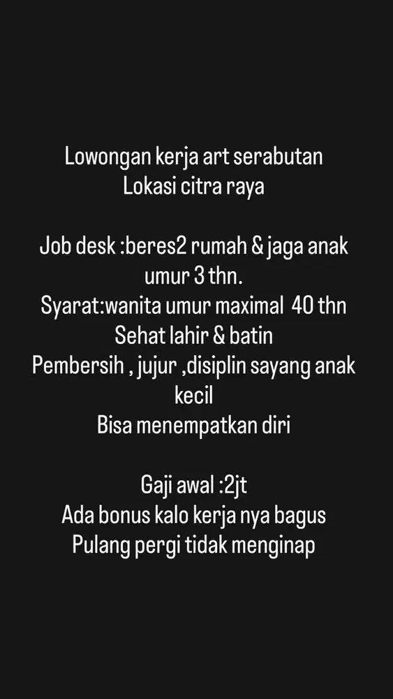 Lowongan kerja Art serabutan