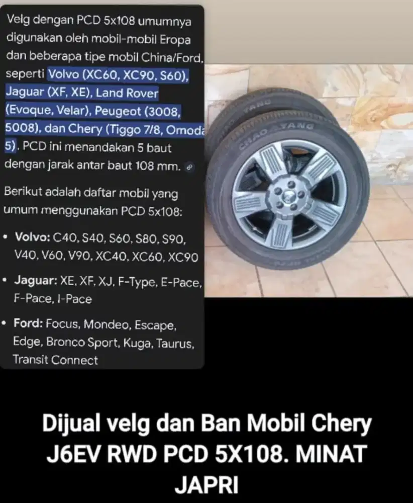 Velg n Ban Chery J6 EV RWD