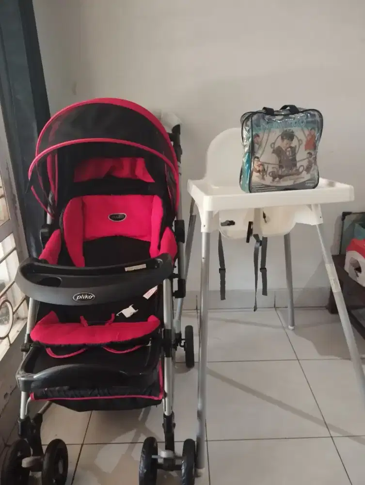 Stroller Pliko 3 in 1 dan Baby Chair IKEA