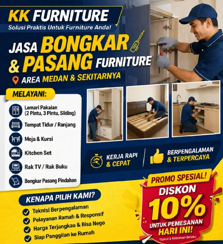 KK furniture jasa pasang/bongkar/servis furniture anda