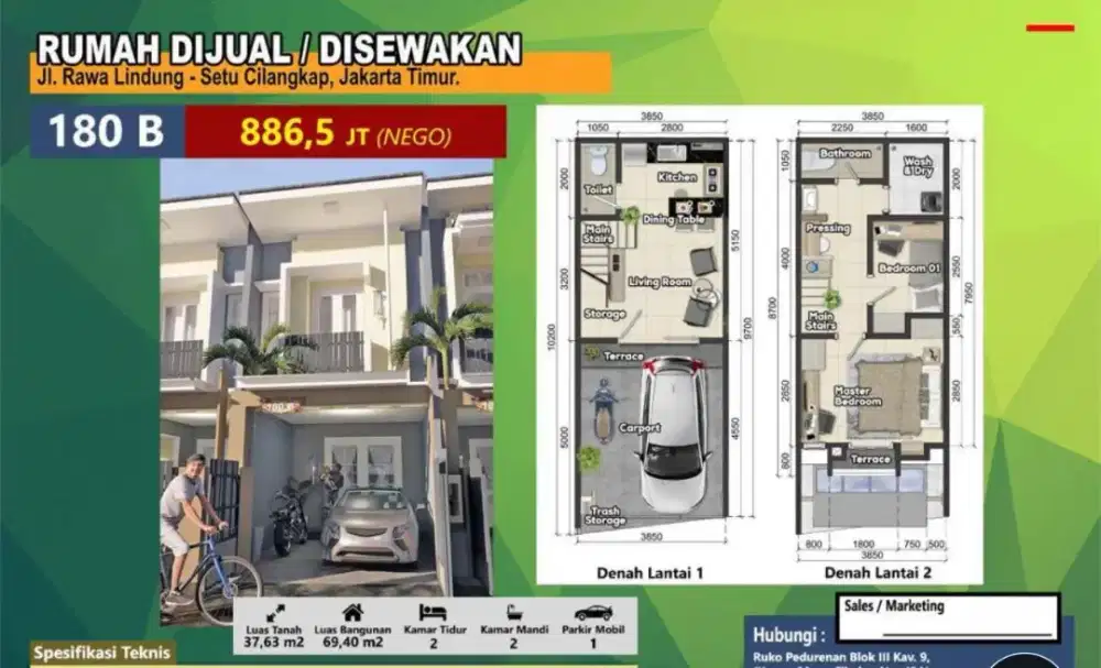 SEWA n Jual rmh  asri 2 lt DPN Taman cempaka Cilangkap JAKTIM