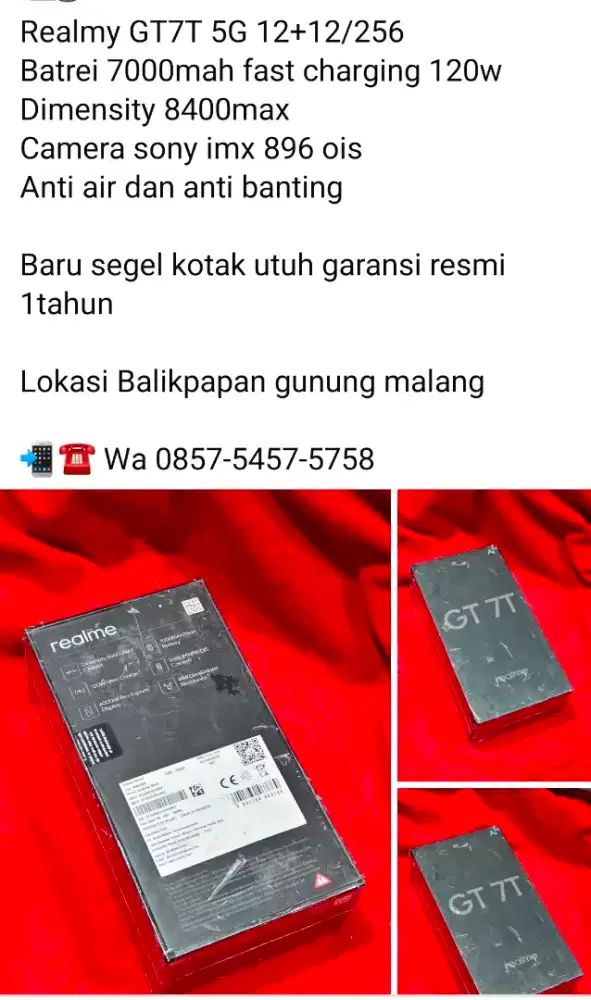 Realmy GT7T 5G 12/256 hitam segel kotak