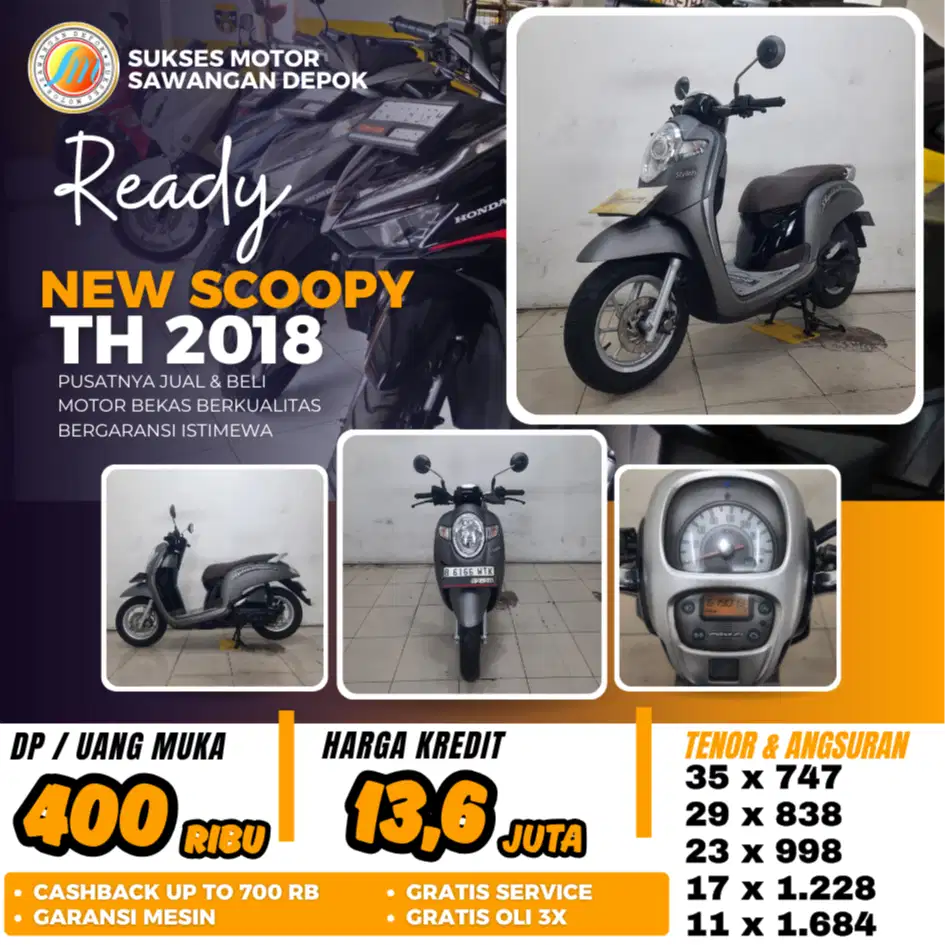HONDA SCOOPY TH 2018 UNIT MULUS BISA CASH KREDIT DI SUKSES MOTOR