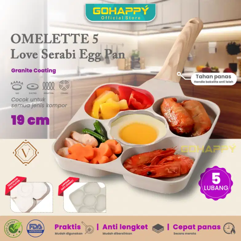 Panci Omelette 5 Fungsi Anti Lengket – Wajan Telur, Martabak & Serabi