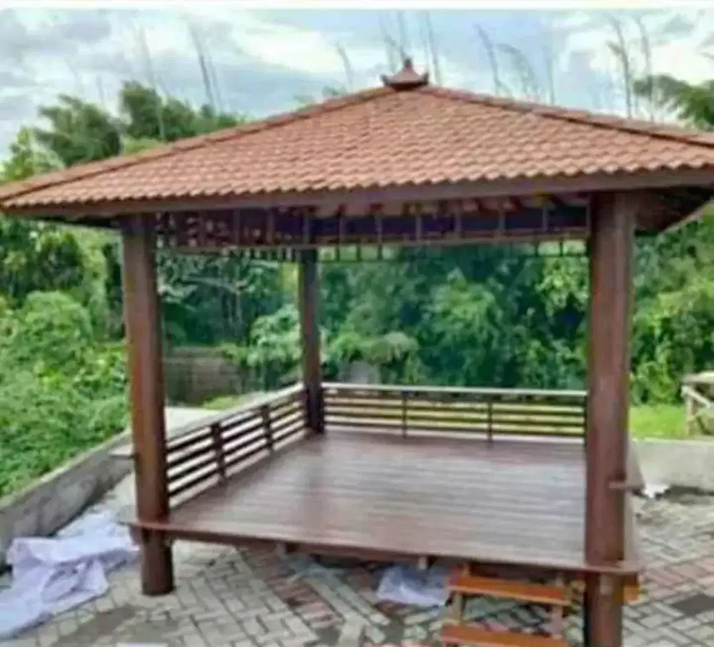 Jual saung gazebo kayu kelapa murah