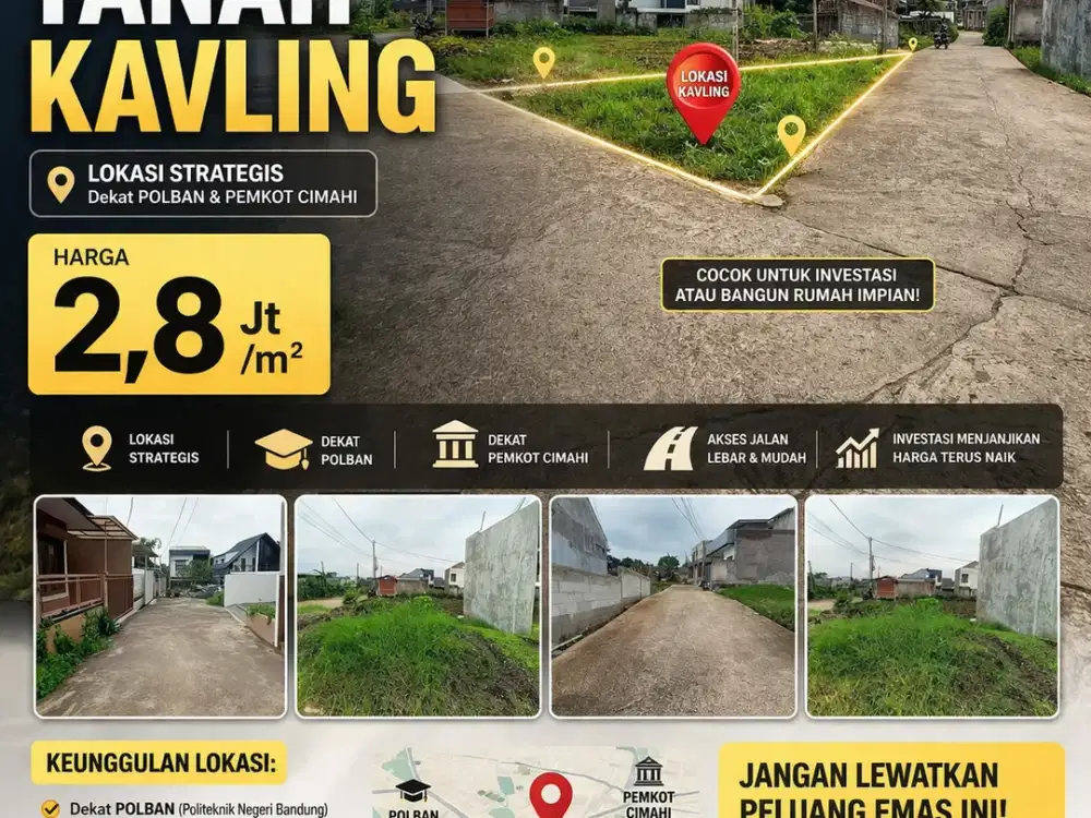 Tanah Strategis Cimahi Dekat POLBAN & PEMKOT – Mulai 2,8 JT/M²