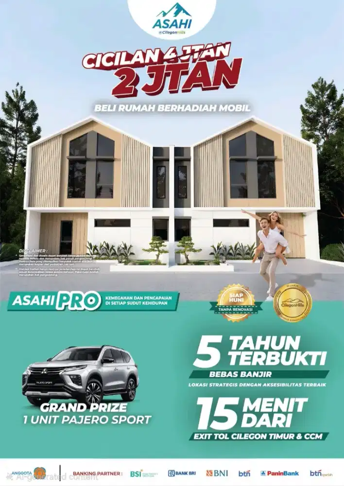 Rumah Cantik Cicilan Cuma 2 Juta-an Per Bulan Berhadiah Pajero Sports