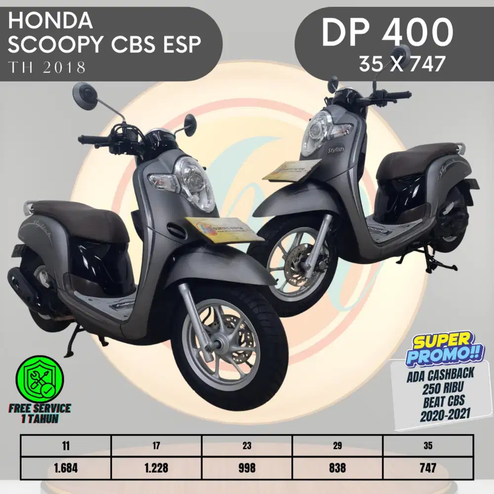 KTP DAERAH BISA CASH DAN KREDIT HONDA SCOOPY CBS ESP TAHUN 2018