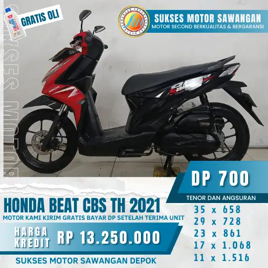 (SUKSES MOTOR) HONDA BEAT CBS TH 2021MOKAS BERKUALIATAS/ISTIMEWA