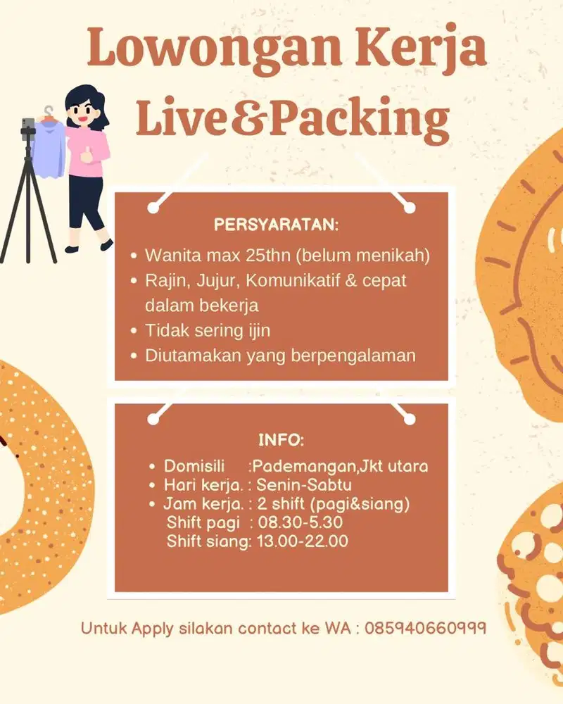 Lowongan Kerja Live&packing Olshop baju