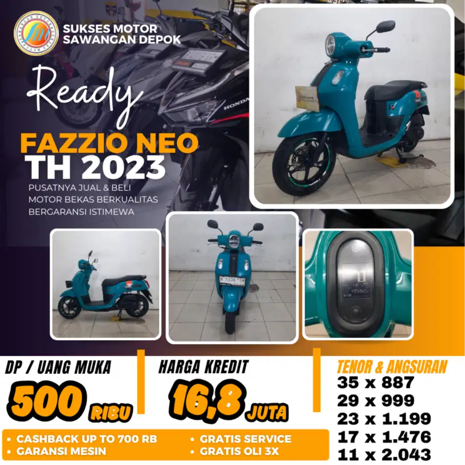 FAZZIO NEO TH 2023 UNIT MULUS BERGARANSI BISA CASH KREDIT DP 500 RIBU