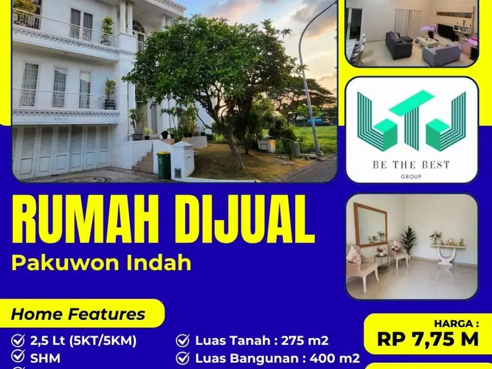DIJUAL RUMAH MEWAH CLASSIC MODERN DI KAWASAN ELITE PAKUWON INDAH SAMBIKEREP SURABAYA
