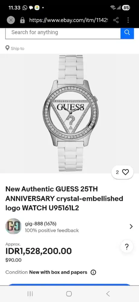Preloved jam tangan guess