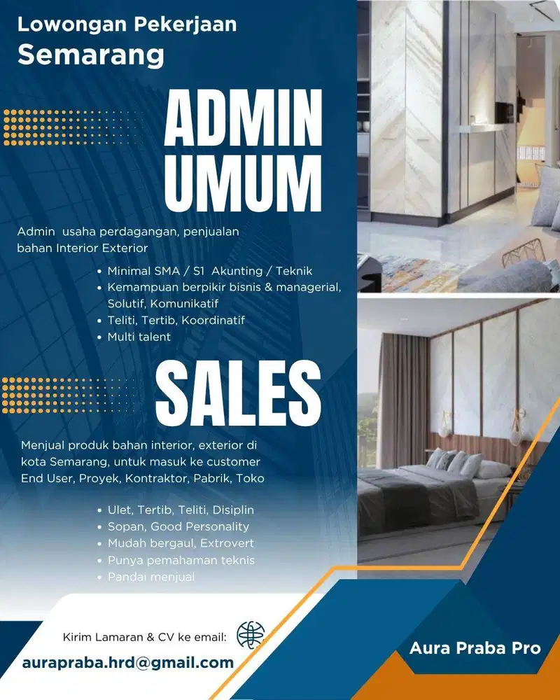 LOWONGAN PEKERJAAN ADMIN UMUM DAN SALES