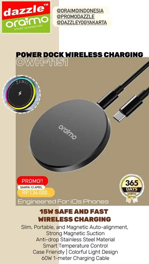 Charger Magnetic Oraimo OWH-1151