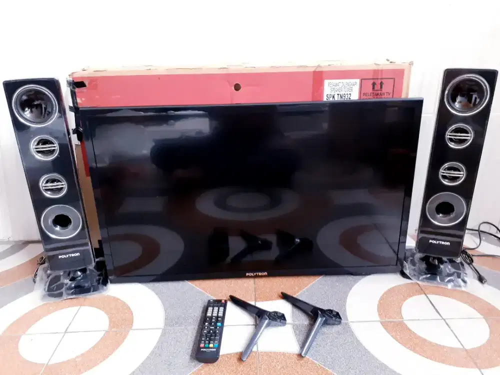 TV LED POLYTRON 32IN DIGITAL TV SPEAKER TOWER MULUS GARANSI (J67)