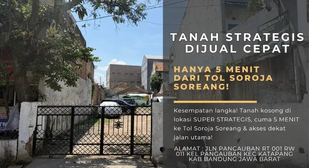 JUAL CEPAT! Tanah strategis 5 menit dari Tol Soroja Soreang