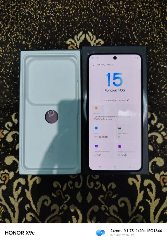Vivo V60 5G 12+12/512GB Fullset ( Garansi November 2026 )