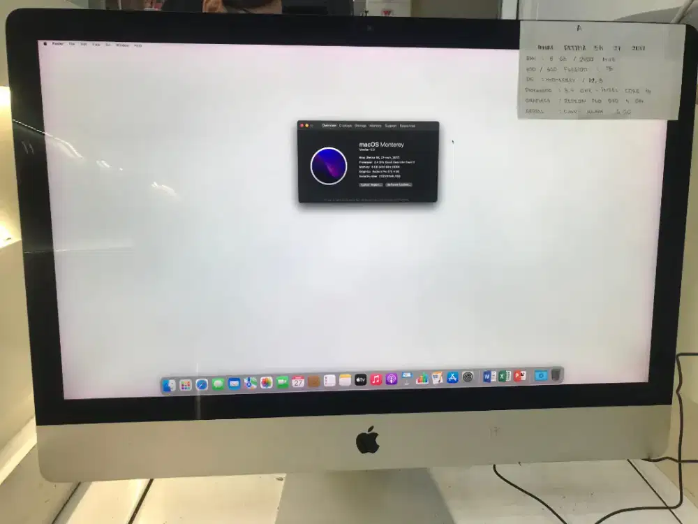 Imac Retina 5K 27 inc 2017 Ram 8 Gb HDD/SSD Fussion 1 Tb