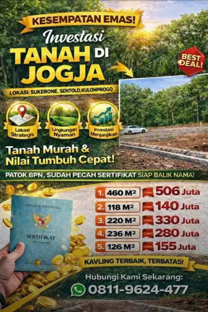 Jual Tanah Kavling Sentolo Kulonprogo