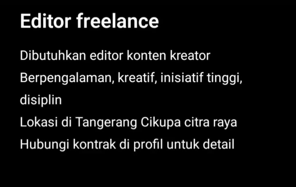 Loker posisi editor video dan admin online tiktok