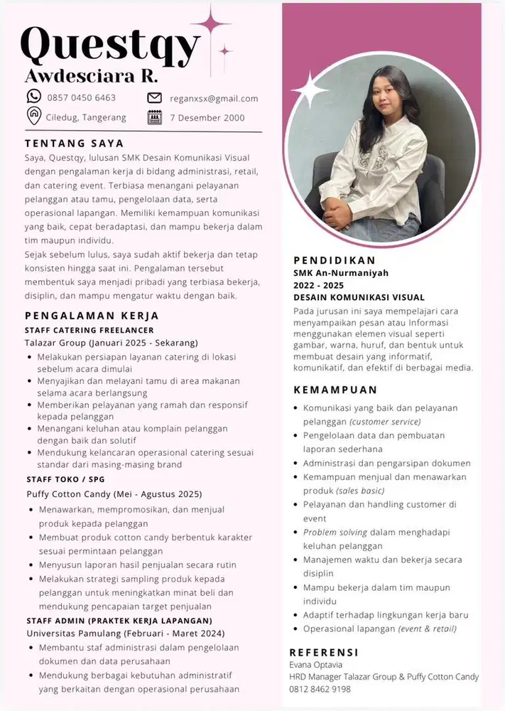 Receptionist / retail / Fnb