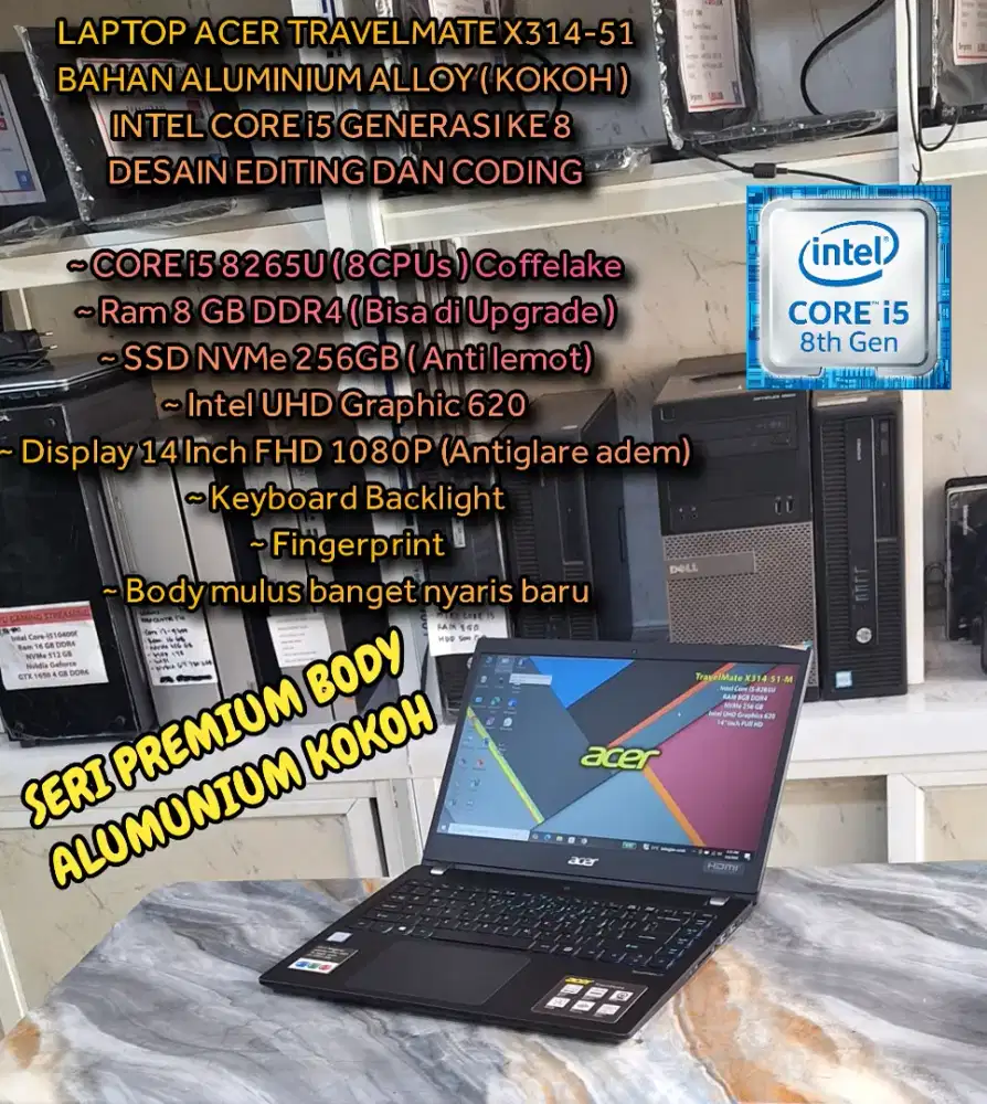 LAPTOP ACER TRAVELMATE INTEL CORE i5 LAPTOP DESIGN EDITING DAN CODING