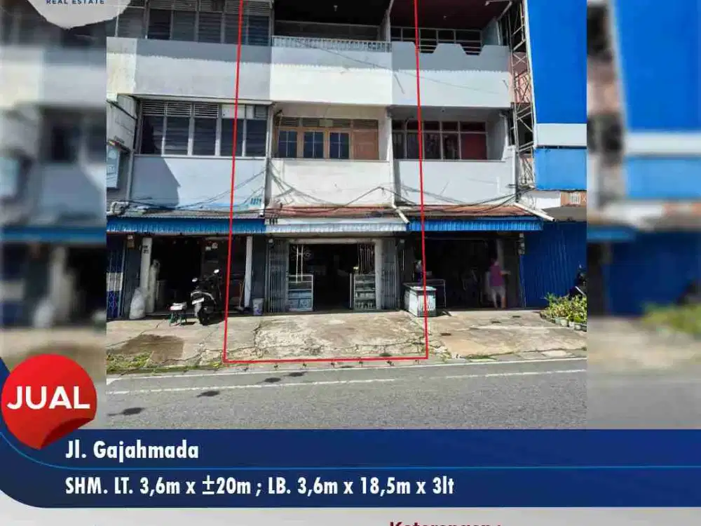 Dijual 1 unit ruko komersil pinggi Jl. Gajahmada - Pontianak