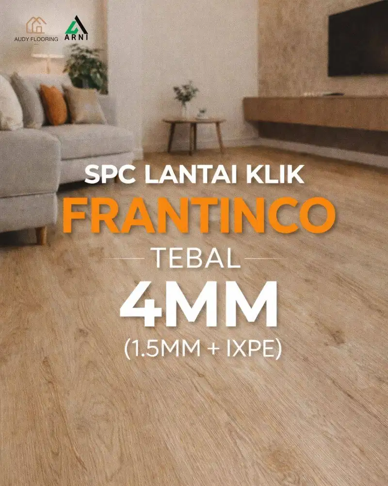 SPC Lantai Frantinco Tebal 5,5mm (4mm + 1,5mm IXPE) | Motif Kayu&Stone
